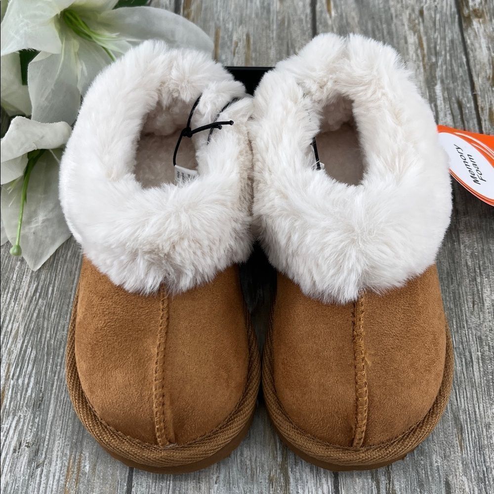 Baby Toddler Girls Faux Fur Slippers Shoes Size 7-8